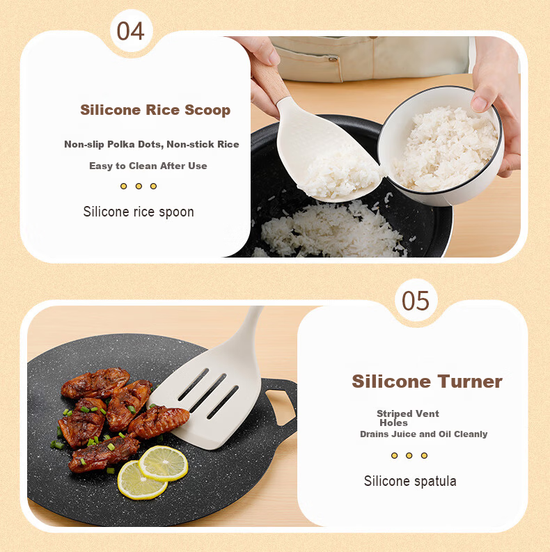 ASD Silicone Spatula Set Non-Stick Frying Pan Cooking Utensils High Temperature Resistant Household Cooking Spoon and Turner 10