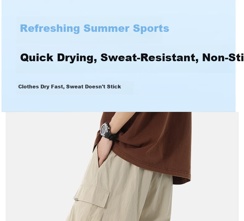 LangSha Men's Summer Breathable Lightweight Loose Casual Outdoor Quick-Dry Running Fitness Ice Silk Shorts 8