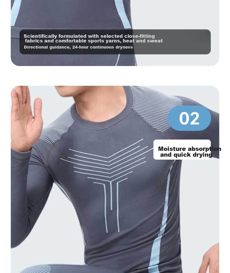 LangSha Ski Quick-Dry Thermal Underwear Men Marathon Running Set Outdoor Sports Skiing Mountaineering Compression Quick-Dry Underwear 7