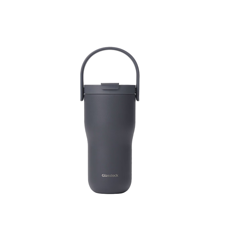 GLASSLOCK Insulated Stainless Steel Travel Mug with Straw for Men and Women, High-Quality Sports Water Bottle, Carbon Black, 500ml