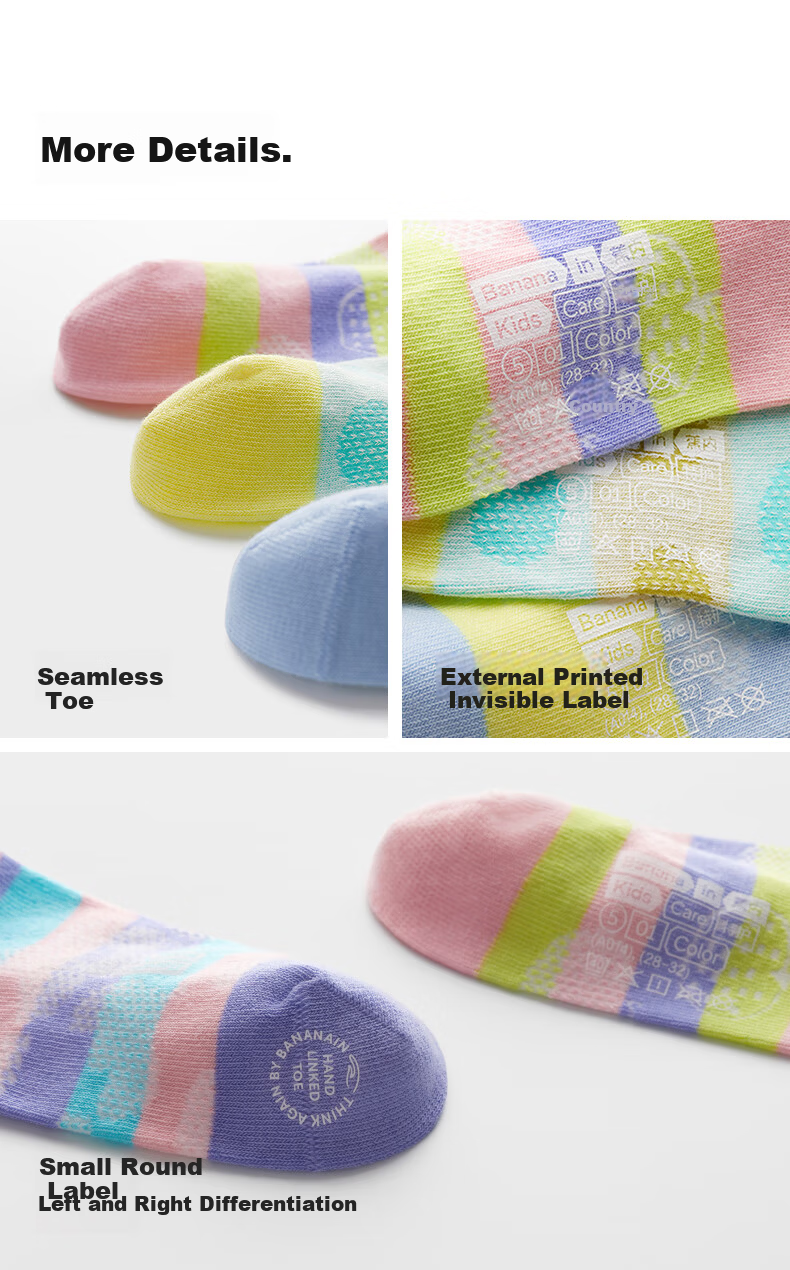 Bananain 501C Kids Socks Boys and Girls 7A Antibacterial Odor-Resistant Combed Cotton Breathable Mesh Thin Short Socks Spring Summer 3 Pairs 12