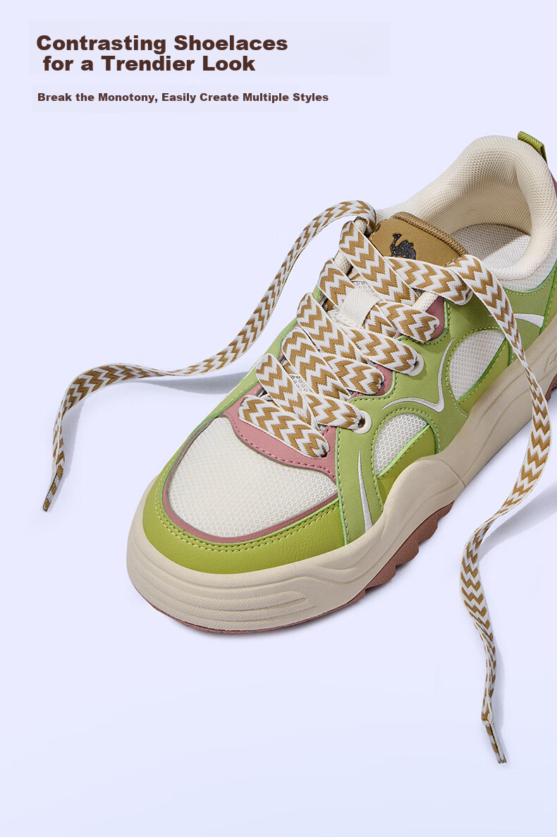CAMEL Moon White 2nd Generation Casual Low-Top Sneakers Durable Sports Shoes for Women K26BX5L2065 Millet Yellow/Green Size 37 4