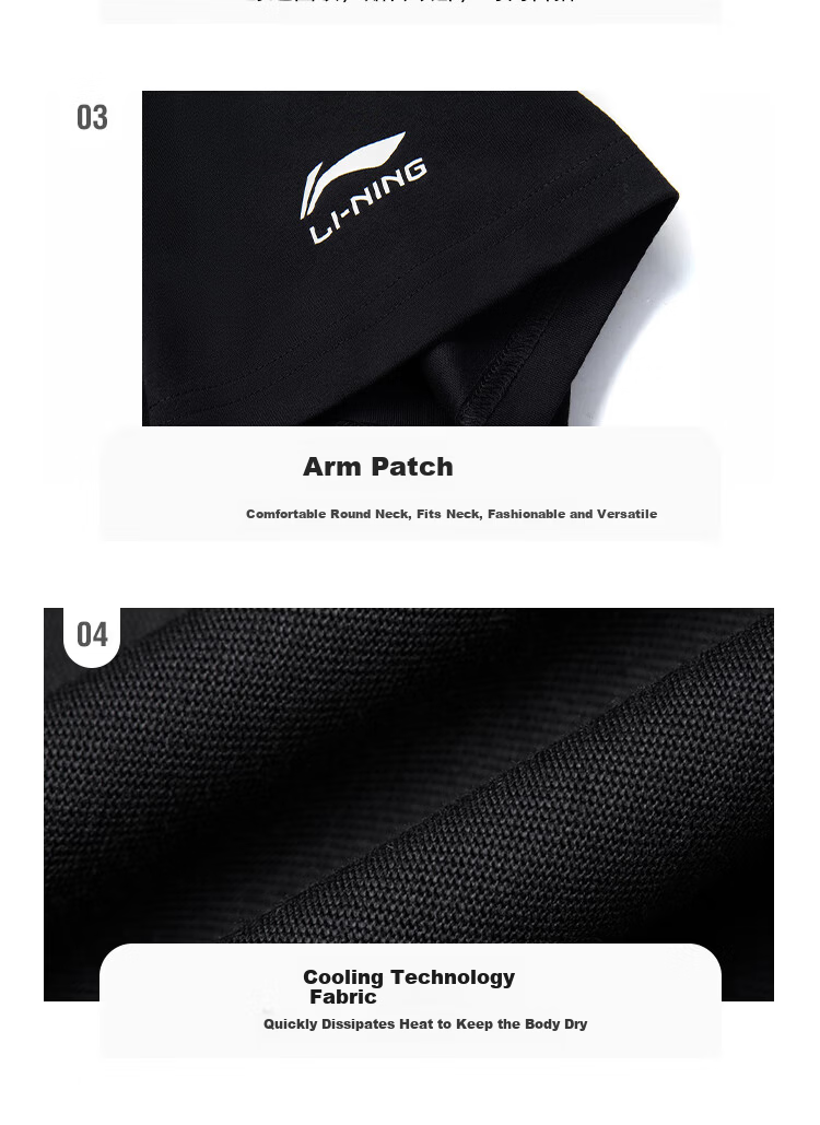 LI-NING Short Sleeve Sports T-Shirt Logo Print Summer Breathable Unisex Casual Comfortable Trendy Tee for Men 23