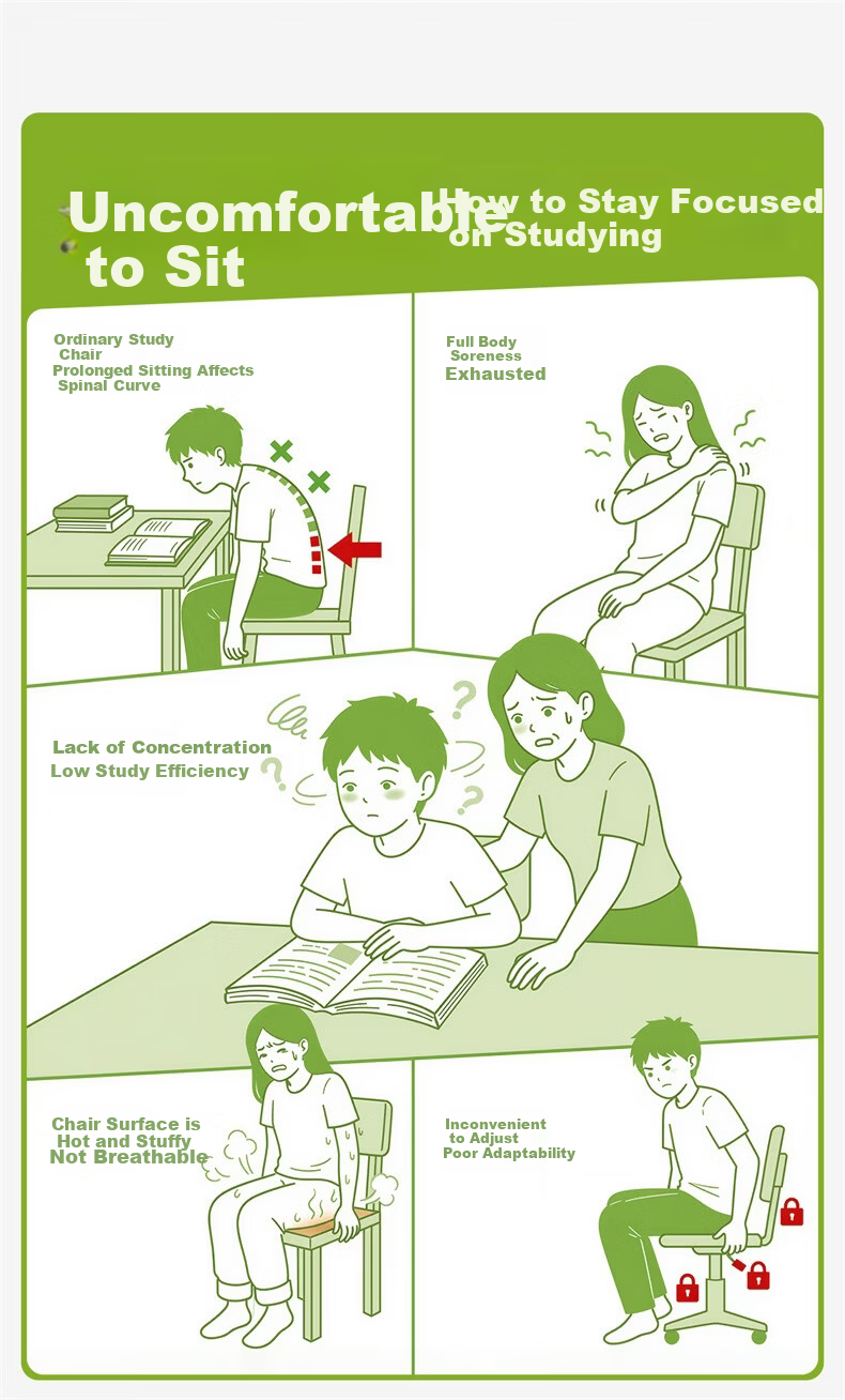 Xige X19ypro Ergonomic Study Chair Desk Chair Computer Chair for High School Students Youth Home Writing Desk Chair 4