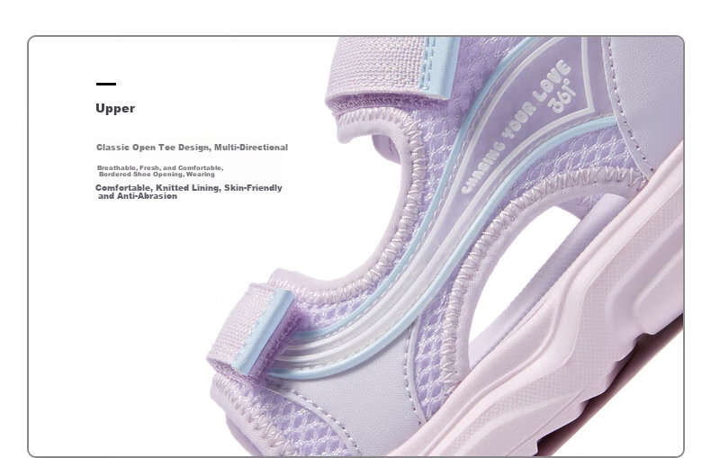 361° Kids Girls Summer Sandals 25 Breathable Soft Elastic Durable Children's Beach Sandals Purple 33 11