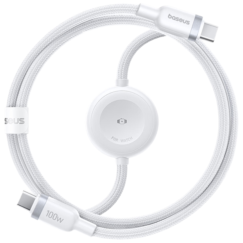 Baseus Apple Watch Charger PD 100W 2-in-1 Data Cable Watch Charging Cable Compatible with iPhone 17/16/15 and Watch S11/10/9/8/SE/Ultra 3
