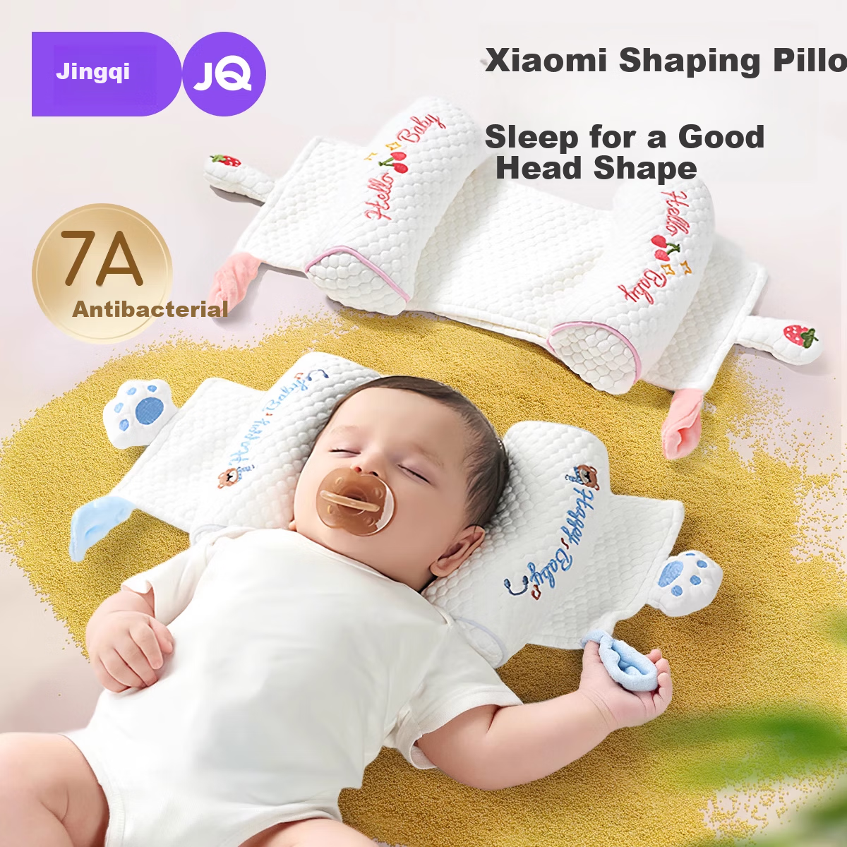 JOYNCLEON Baby Millet Shaping Pillow Newborn 0-6 Months Corrective Anti-Flat Head Baby Head Shaping Blue Jzt194671