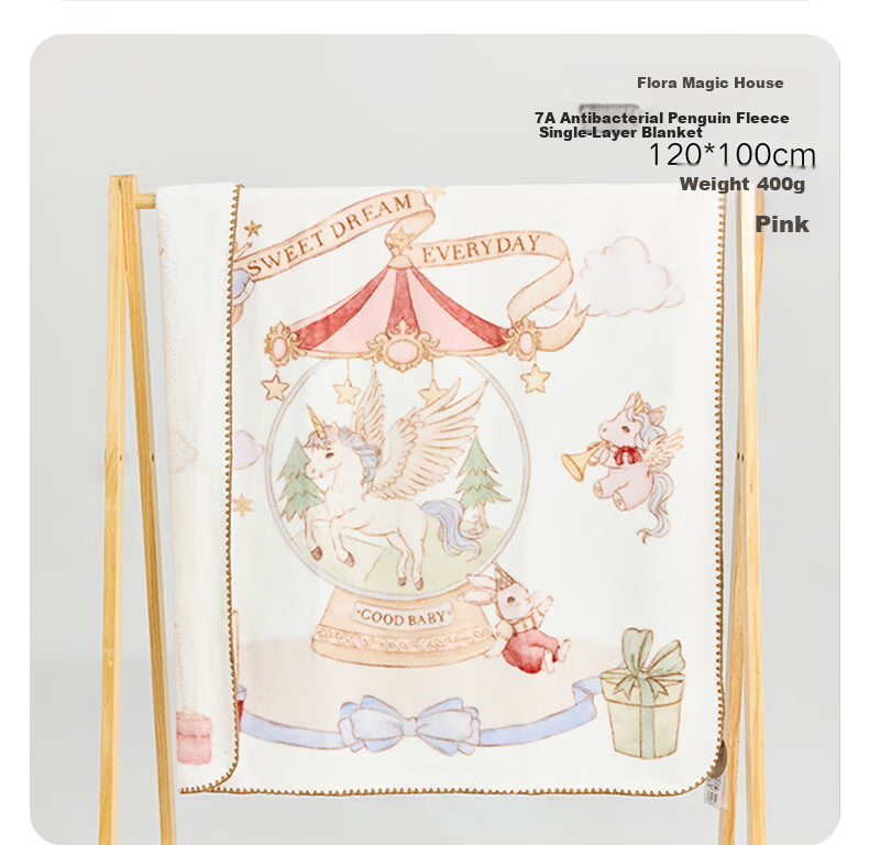 Gb (gb) [Year of the Horse Gift Box] Baby Blanket Newborn Gift Baby Blanket Penguin Fleece Double Layer Blanket 120*100cm 12