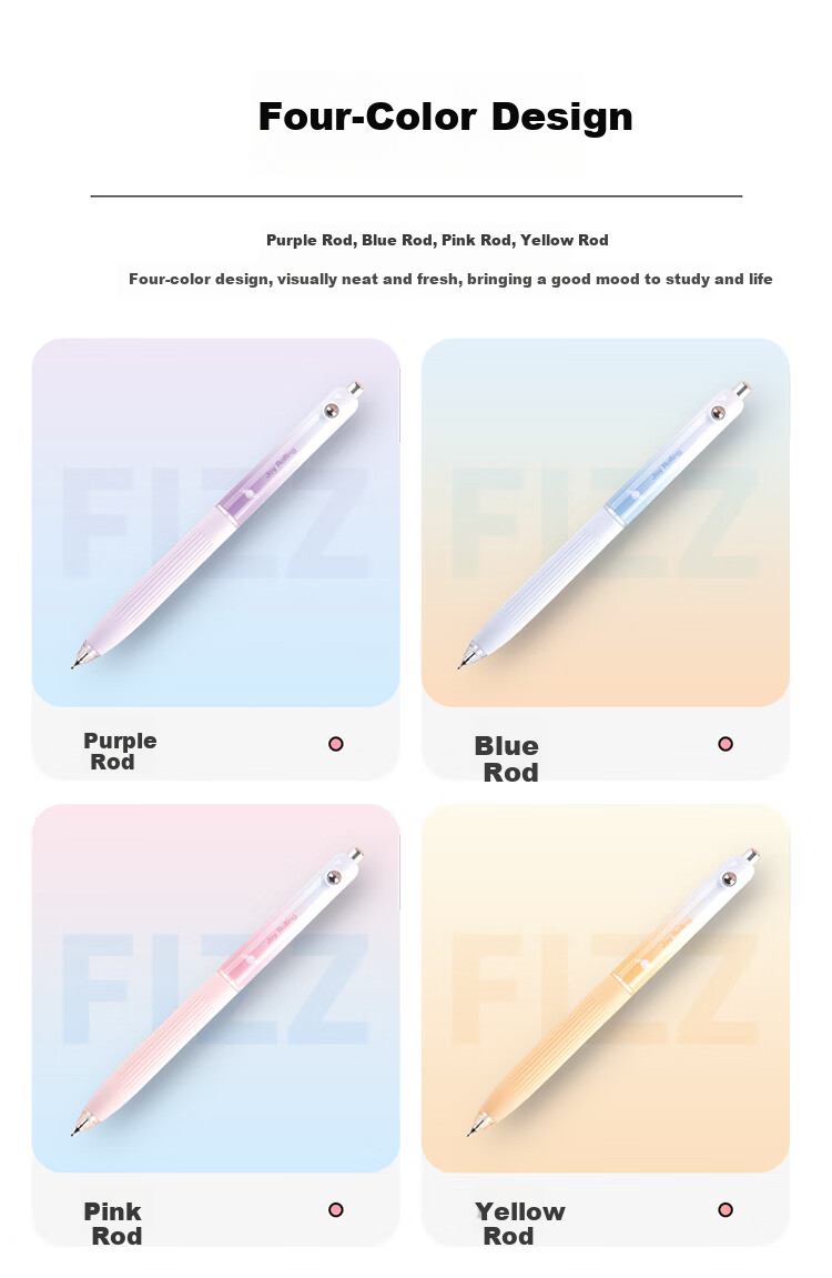Fizz Colorful Stress-Relief Click Ballpoint Pen 0.5mm Quick-Dry Dual Ballpoint Soft Rubber Large Capacity Office Signature Pen Exam Brush Pen 1-Pack B73011 Purple 4