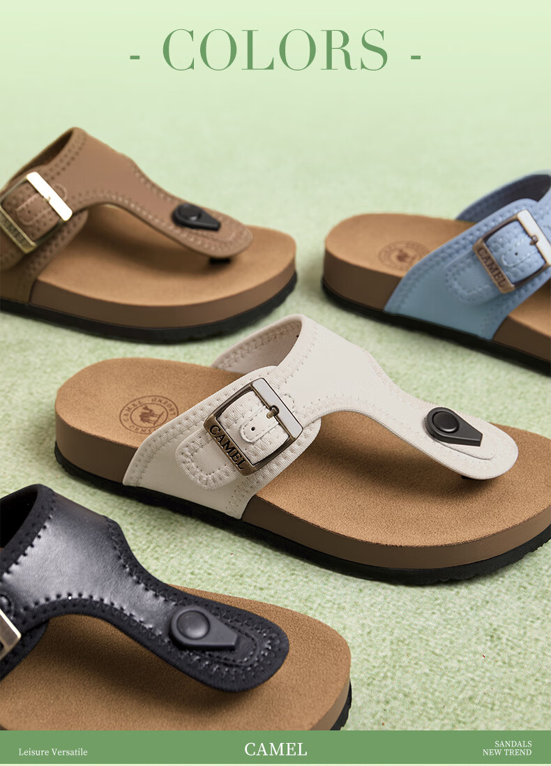 CAMEL Women's Beach Sandals Simple Casual Toe-Post Buckle Birkenstock Style L26M504036 Off-White 37 13