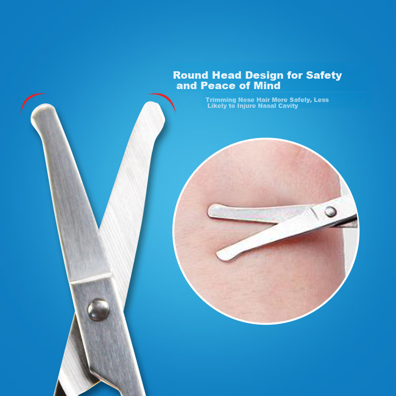 UPLUS Thickened Stainless Steel Rounded Tip Nose Hair Scissors Eyebrow Beard Mustache Sideburns Grooming Trimmer for Men