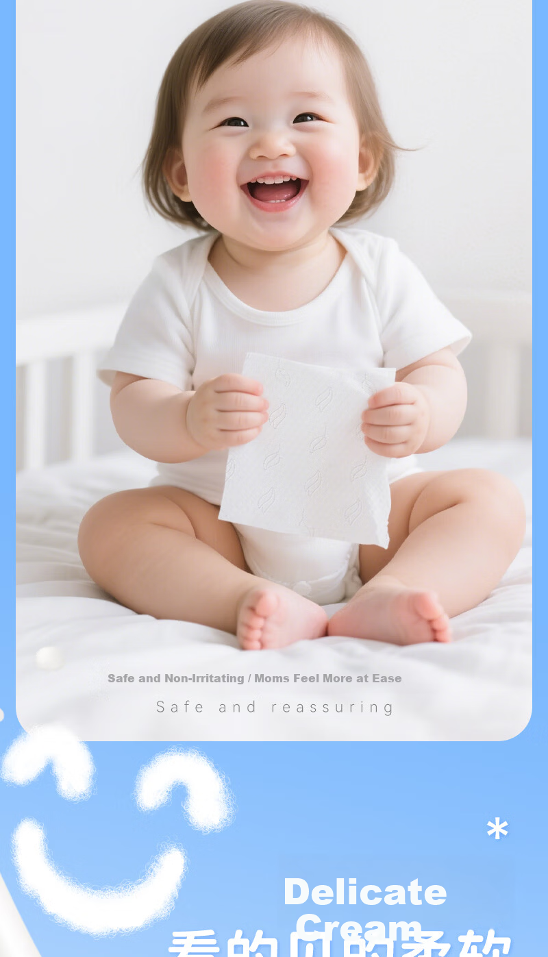 SIPIAO 3-Ply Cream Facial Tissue 100 Sheets x 3 Packs Baby Tissue Soft Cloudy Wipes for Children and Infants Nasal Care 5
