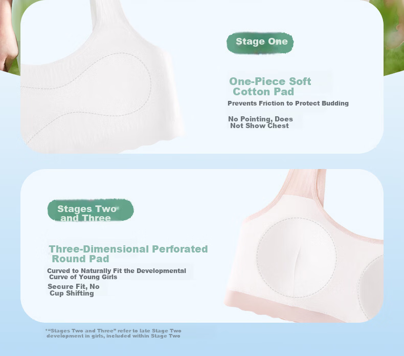 PurCotton [Xiao Waolang] Girls' Underwear Bra, Puberty Breathable Children's Underwear, Ages 6-12, Early Development, Self-Operated 10