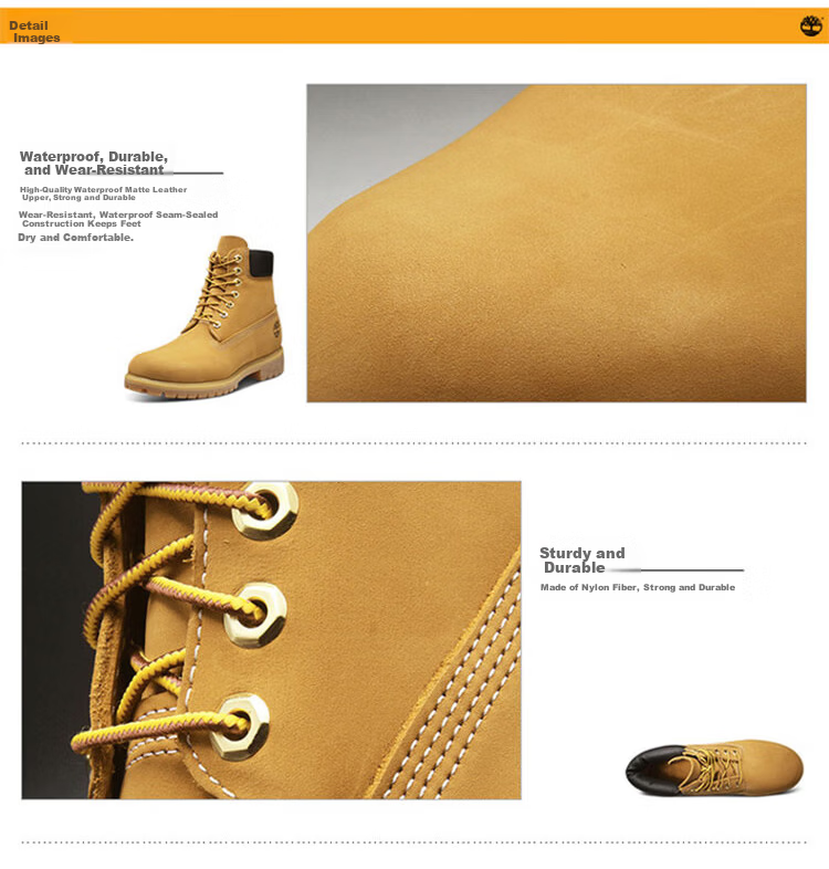 Timberland Men's Classic Waterproof Leather Outdoor Casual Yellow Boots 10061 Wheat Color Size 10/44 5