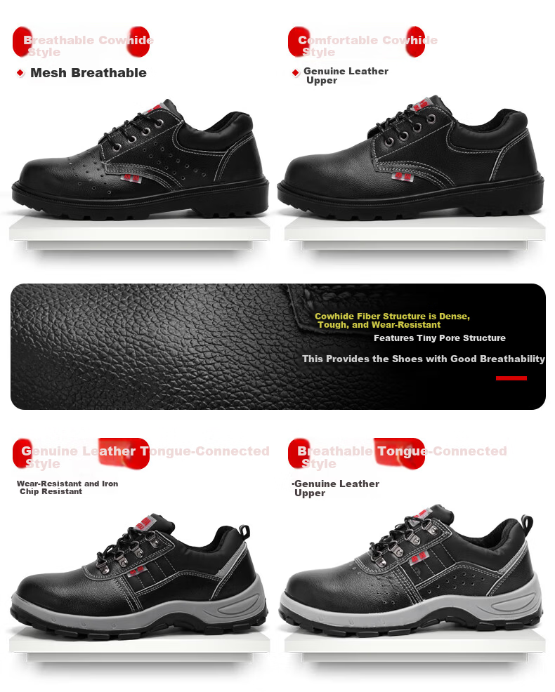 Dinggu Men's Safety Work Shoes Steel Toe Anti-Smash Anti-Puncture Steel Midsole Solid Sole Model 1125 Black SK38 5