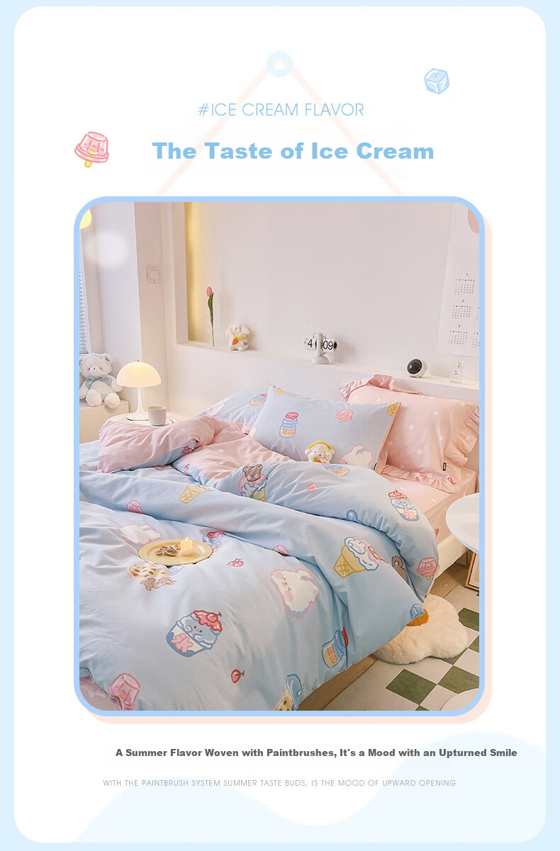 Dohia Home Textiles Pure Cotton Bedding Set of Three Pieces, Single Dormitory Pure Cotton Bed Sheet And Duvet Cover Set for 1.2-Meter Bed, 152*218cm 2