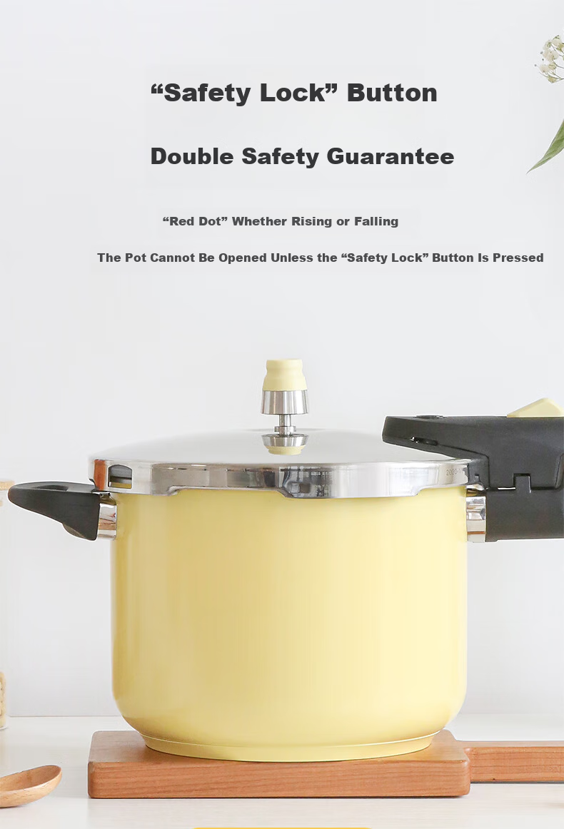 Kims Cook Classic Pressure Cooker 304 Thickened Stainless Steel Explosion-Proof Pressure Cooker Household Gas and Induction Cooker Compatible - Yellow 4