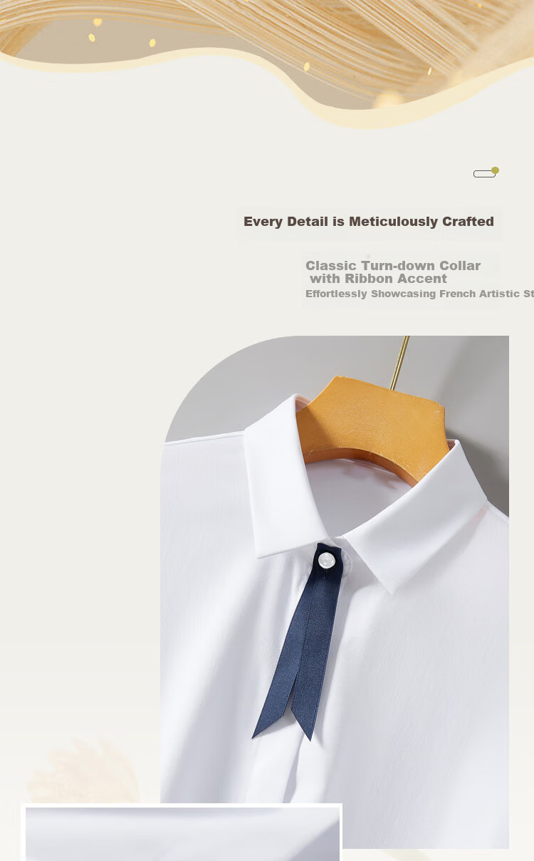 Miiow Women's Long Sleeve White V-Neck Shirt Professional Workwear Spring Summer 2026 Commuting Formal White Shirt Size 39 4