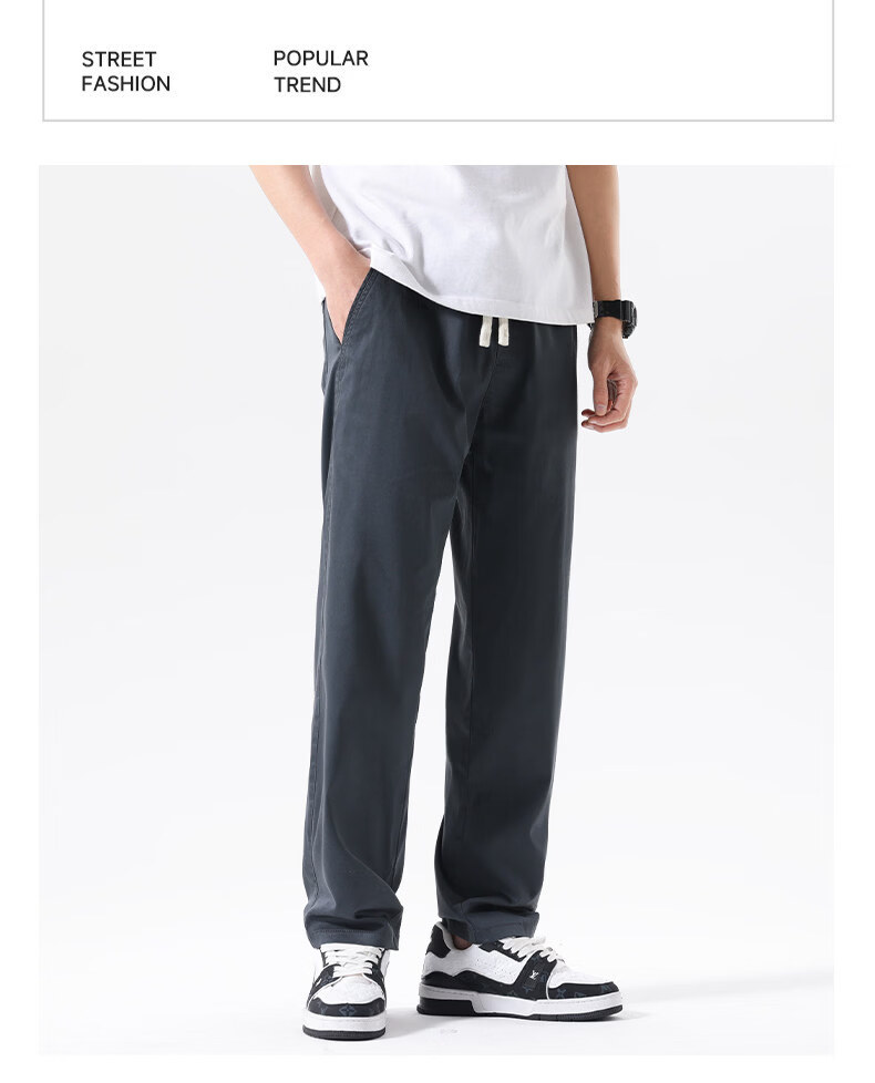 Fingercroxx IT American Vintage Casual Men's Summer Lightweight Lyocell Simple Loose Pants Modern Gray 29 12