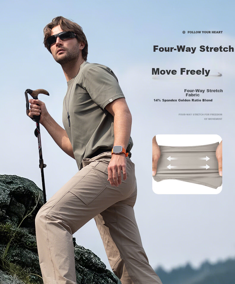 Free Soldier Peak Quick-Dry Pants Teflon Three-Protection Spring Summer Breathable Scratch-Resistant Durable Sun Protection UPF50+ Black 34W/30L 5