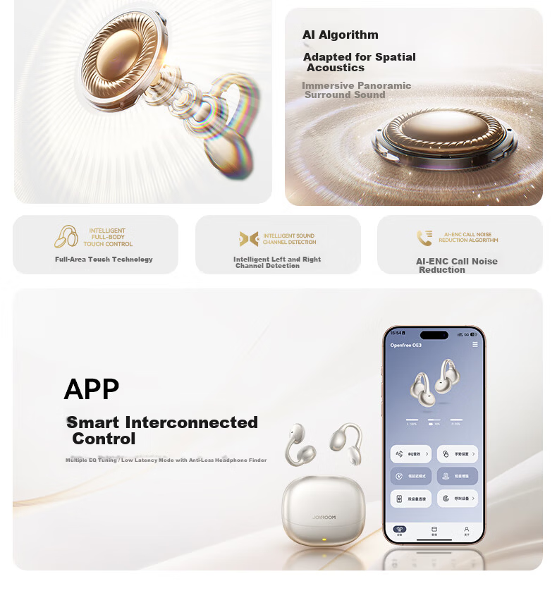 Joyroom OE3 Bluetooth Earphones L-Shaped Flat Head Clip-On Open-Ear Bone Conduction Wireless Sports Running Long Battery Life 2026 Latest Model 19