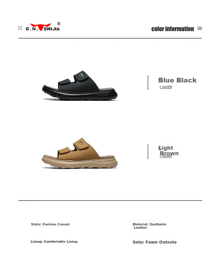 Bull Family Men's Summer Casual Fashion Versatile Slippers with Convenient Velcro and Soft Beach Sandals 2