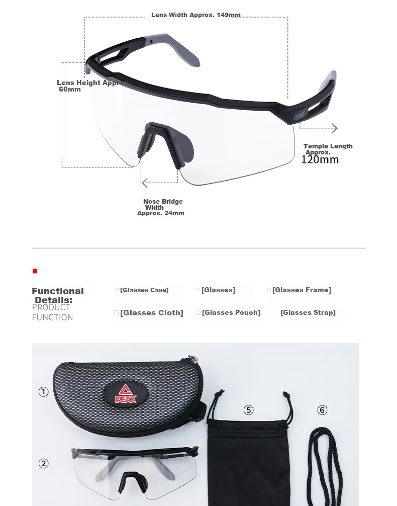 Peak Cycling Glasses Day and Night Use Professional Windproof Sandproof Goggles Outdoor Sports Riding Gear for Men and Women 13