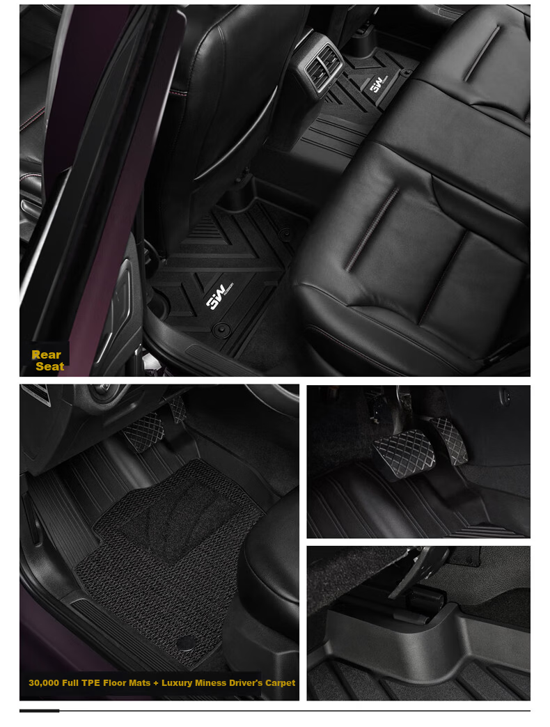 3W Custom Fit TPE Eco-Friendly Car Floor Mats for Volkswagen Magotan B8 + Double-Layer Menice Carpet Surface / Jingpei 15