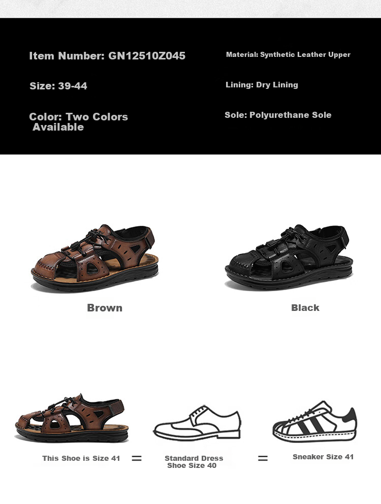 Bull Family Men's Summer Sandals Hollow Breathable Retro Thick Sole Durable Beach Shoes 3