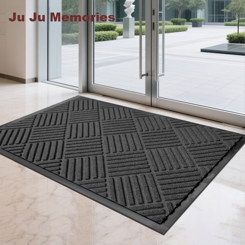 Jushiyi Door Mat Entrance Mat Non-Slip Mat Commercial Hotel Welcome Mat Diamond Pattern 60x90cm Gray