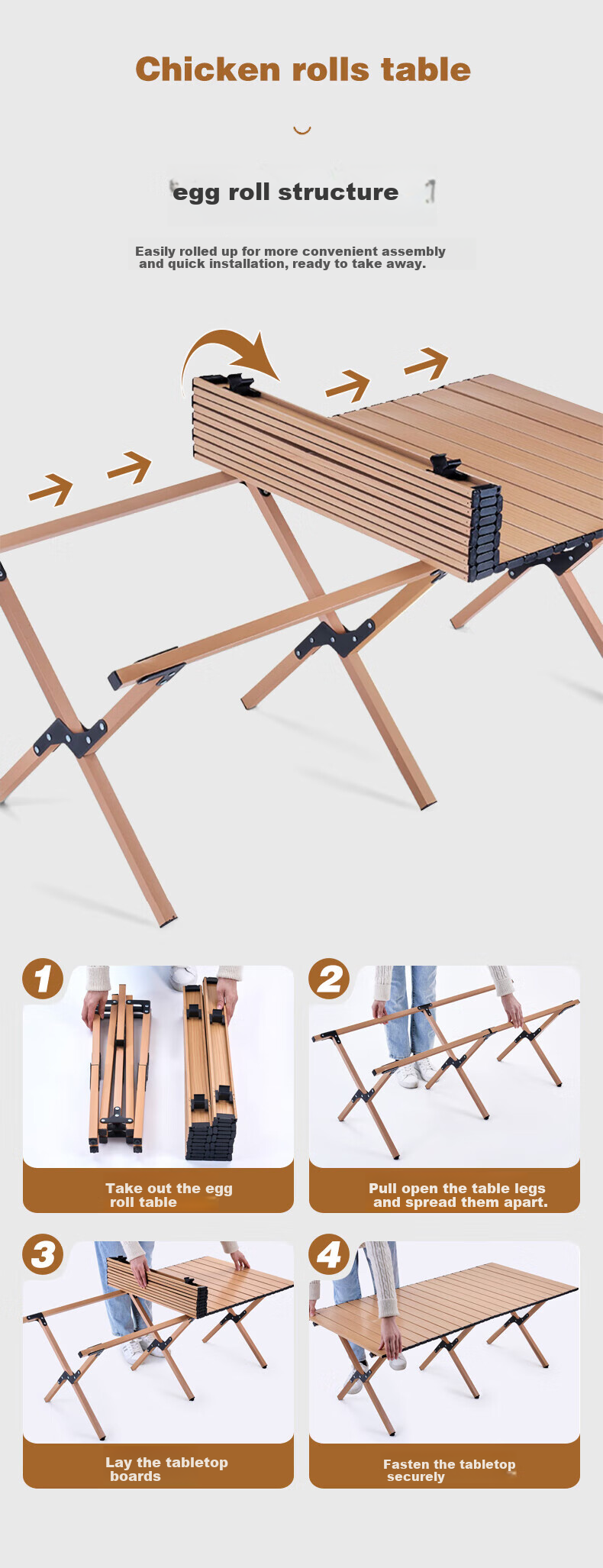 Shunyou Outdoor Folding Table Egg Roll Table Camping Cooking Table Portable Picnic Table and Chair Equipment 120cm SY-0135 12