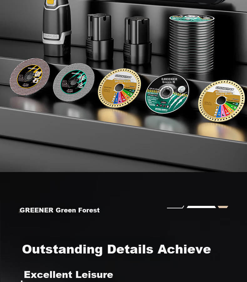 GREENER Mini Angle Grinder Cutting Machine Small Handheld Electric Grinder Cutting Machine Household Small Lithium Battery Brushless Dual Battery 13
