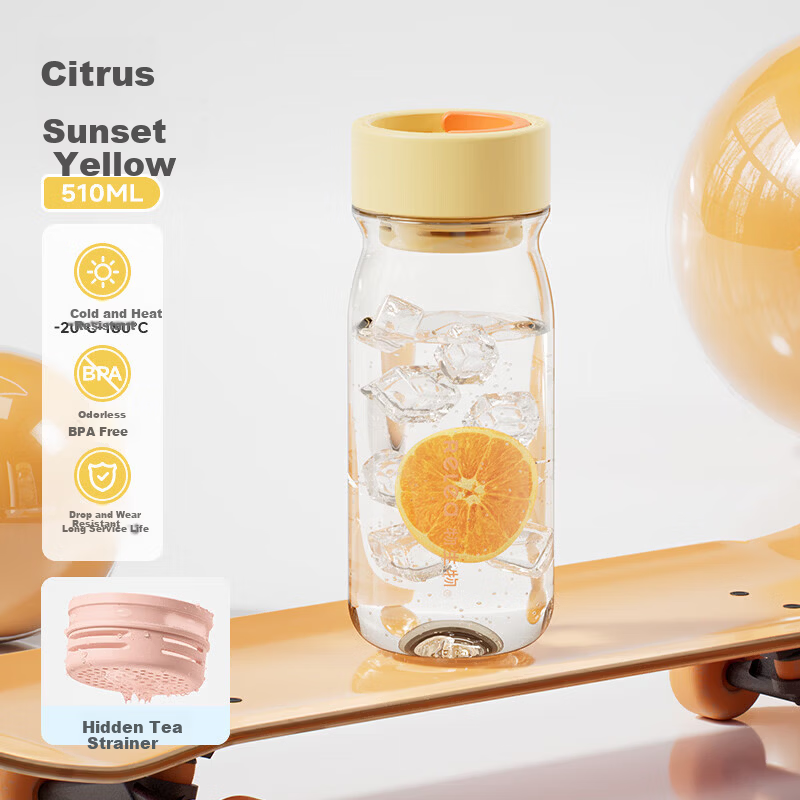 RELEA Sports Water Bottle for Women High-Value 2026 New Tea Infuser Cup High-Temperature Resistant PPSU Plastic Student School Cup