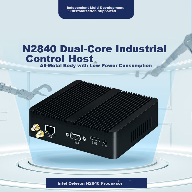 Xinchuangyun Mini Industrial Control Computer Small Host Fully Enclosed Micro Industrial Control Embedded Business Office Portable Desktop Mini PC 4GB RAM 64GB Storage