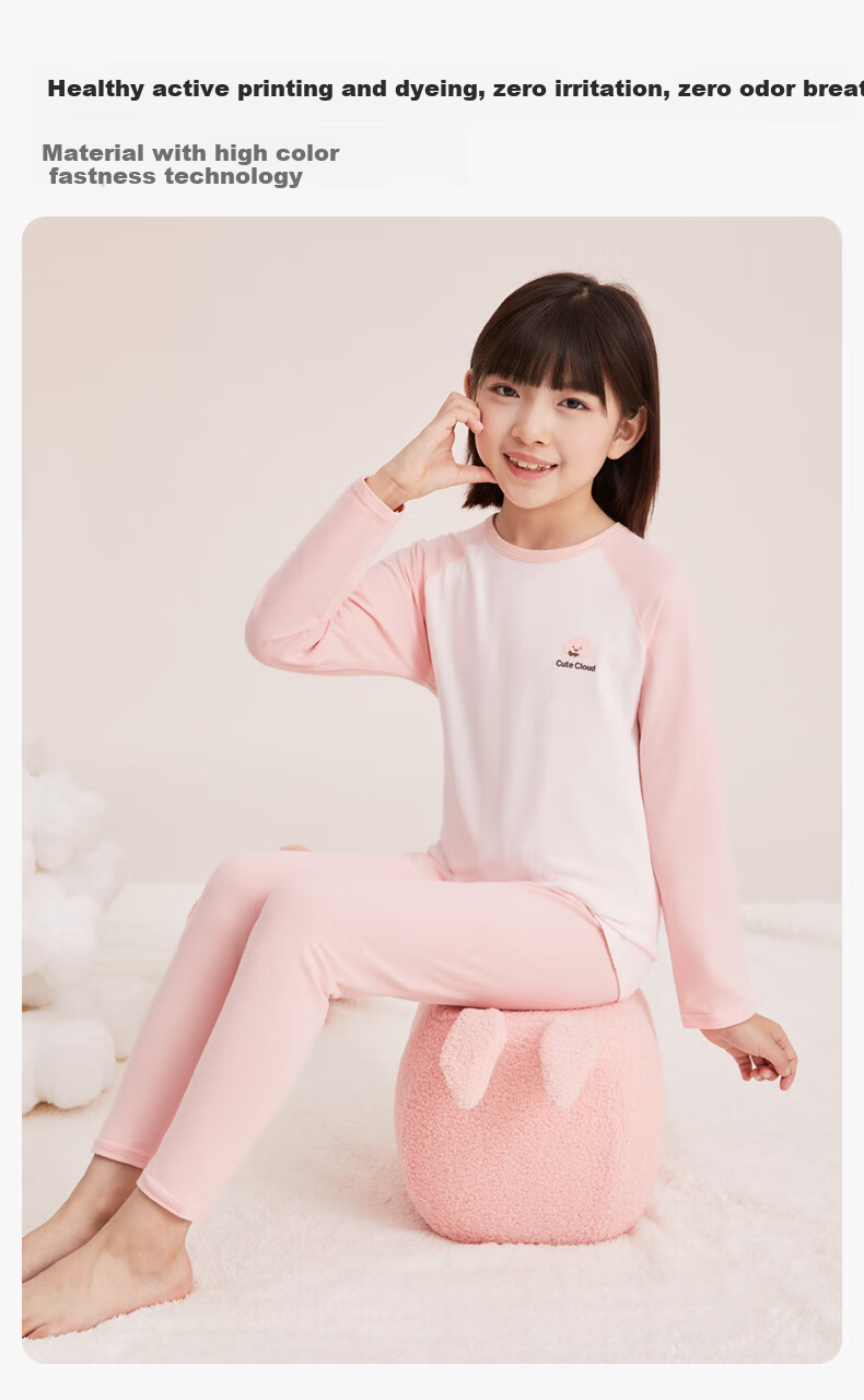 YUZHAOLIN Kids Thermal Underwear Set Boys Girls Class A Cotton Autumn Top and Bottom Moisture-Wicking Homewear Deep Space Gray Size 150 8