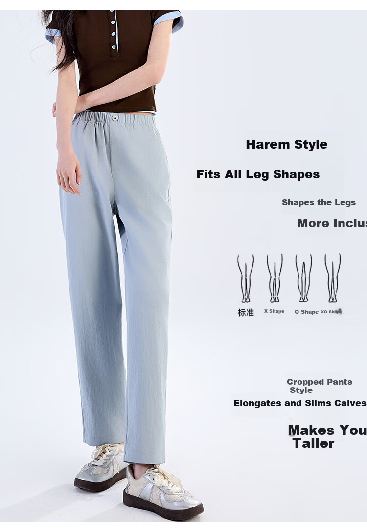 Free Style Women's Nine-Point Harem Pants Summer Thin High Waist Slim Loose Straight-Leg Casual Trousers 2026 New Arrival 5