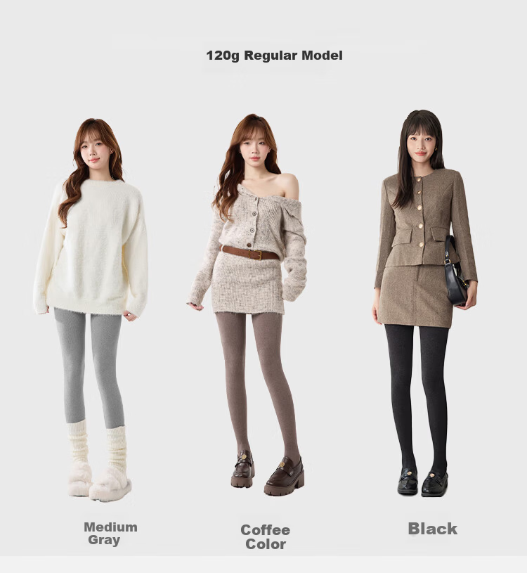 Ordifen Women's Wool Leggings Autumn Winter Solid Color Hip-Lifting Tummy Control Footed Slim Fit New Tights 12