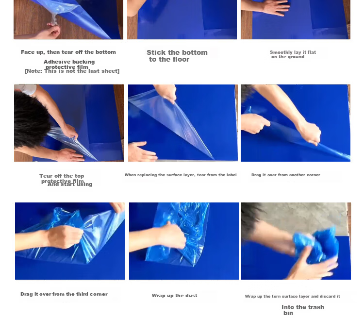 Zhongjing Adhesive Dust Mat Peelable Dust Removal Pad Cleanroom Factory Floor Mat 60X90CM Blue 14