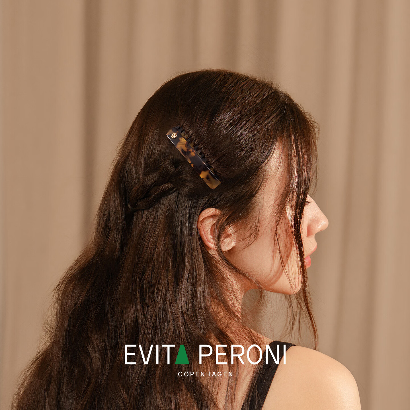 Evita Peroni Vintage Inverted Hair Comb for Bangs, Princess Hair Clip, Simple Hairpin, Short 6CM - Tortoiseshell Color
