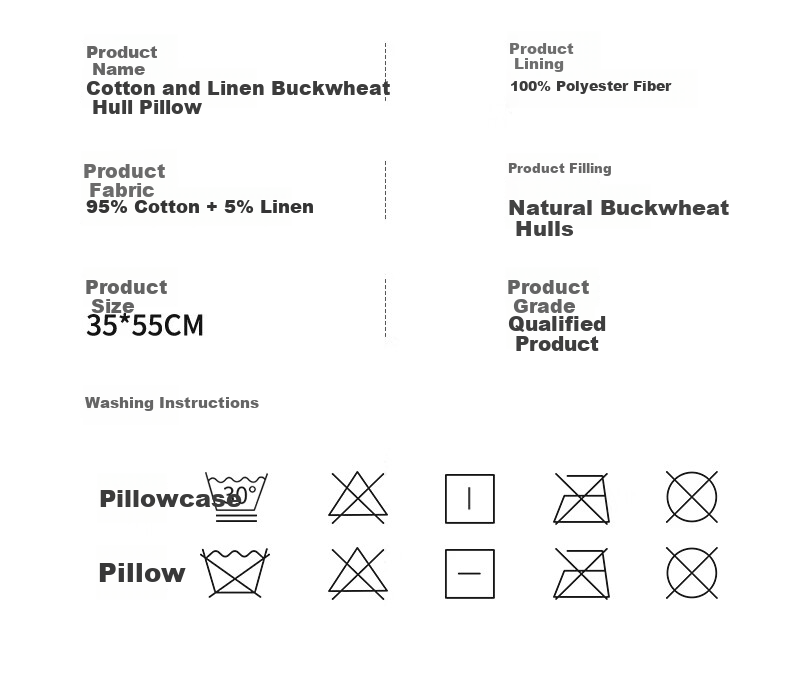 Grace Natural Buckwheat Husk Pillow Chinese Style Cotton Linen Buckwheat Pillow Cervical Pillow 35*55cm 15