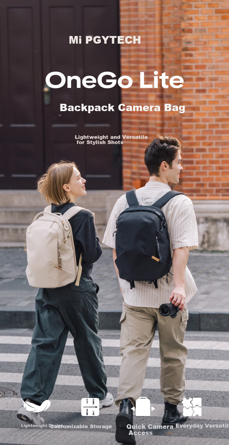 PGYTECH OneGoLite Camera Bag Dandelion DSLR Mirrorless Multifunctional Laptop Backpack Water-Resistant Urban Commuter Lightweight 12L Matte Black 1