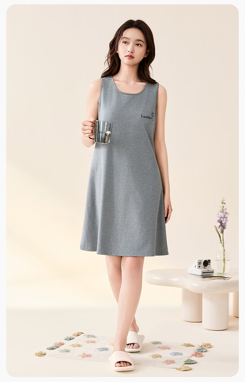 FENTENGCARE Women's Cotton Nightdress 2026 Summer New Padded Vest Dress Casual Breathable Girl Homewear 18