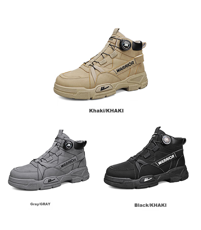 Huili Men's Versatile Martin Boots, New Autumn And Winter 2025 Style, Trendy Retro High-Top Work Boots, Khaki, Size 44 2