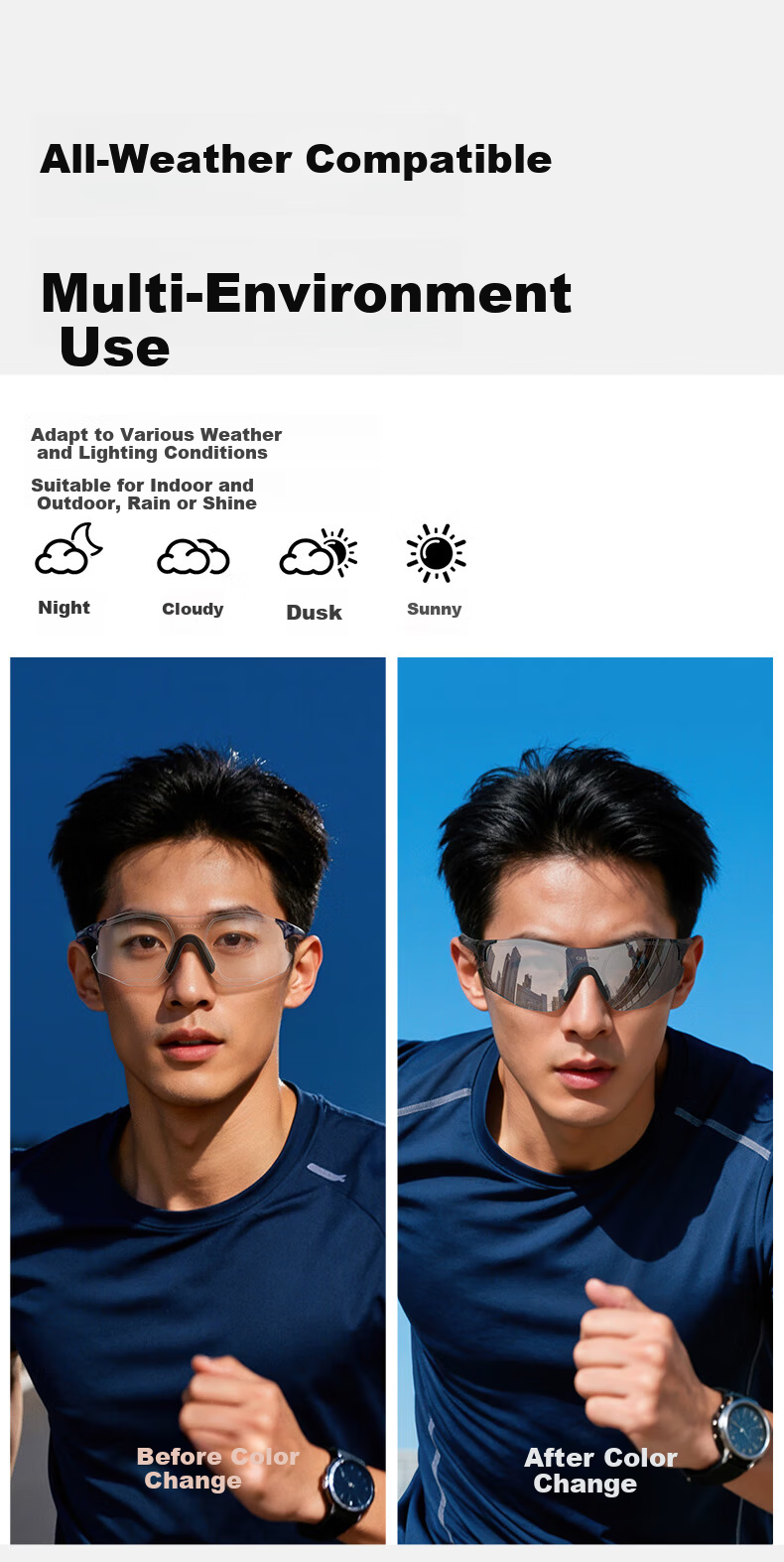 OUTDO Marathon Running Protective Sports Sunglasses Photochromic Unisex Sunglasses 67026-26 3