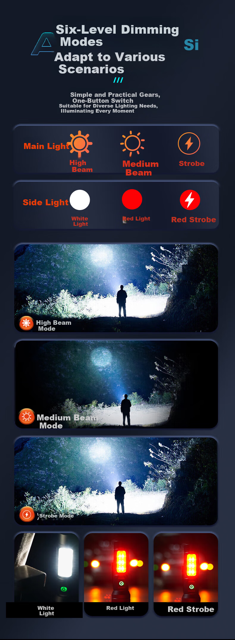 AUX Flashlight, Compact And Portable, New Mini Model with Strong Light, Rechargeable, for Home Use, Hiking, Night Climbing, Long Battery Life, Zhazhile 7