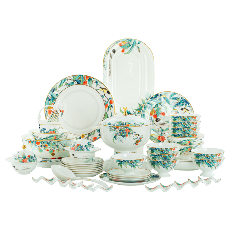Lowei Chinese Style Bowl and Plate Set Home Use 2026 New Luxury Jingdezhen Bone China Dinnerware Gift Box Housewarming Bowl Plate Chopsticks