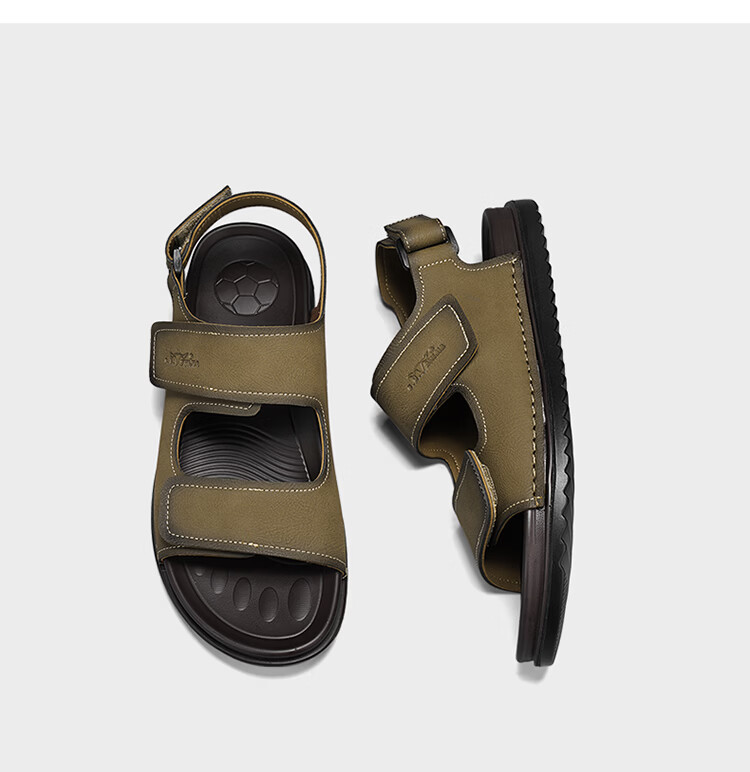 Bull Family Men's Leather Sandals Summer New Breathable Casual Comfortable Durable Beach Shoes Lightweight Versatile Outdoor Shoes for Men 22