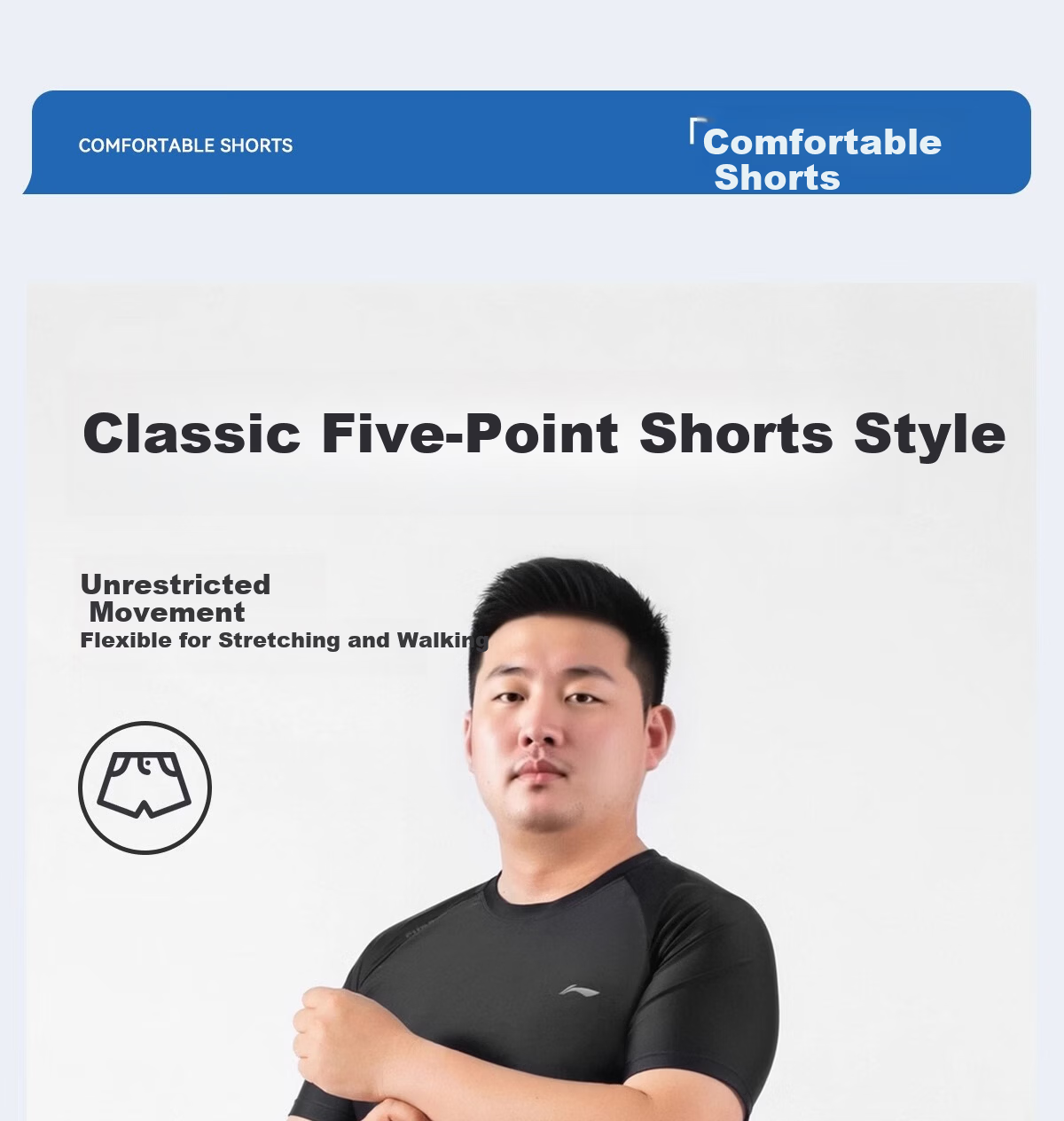 Li-Ning Men's Plus Size Swimming Trunks Large Loose Hot Spring Swimwear Set for 200-300 Jin Heavyweight Men 7