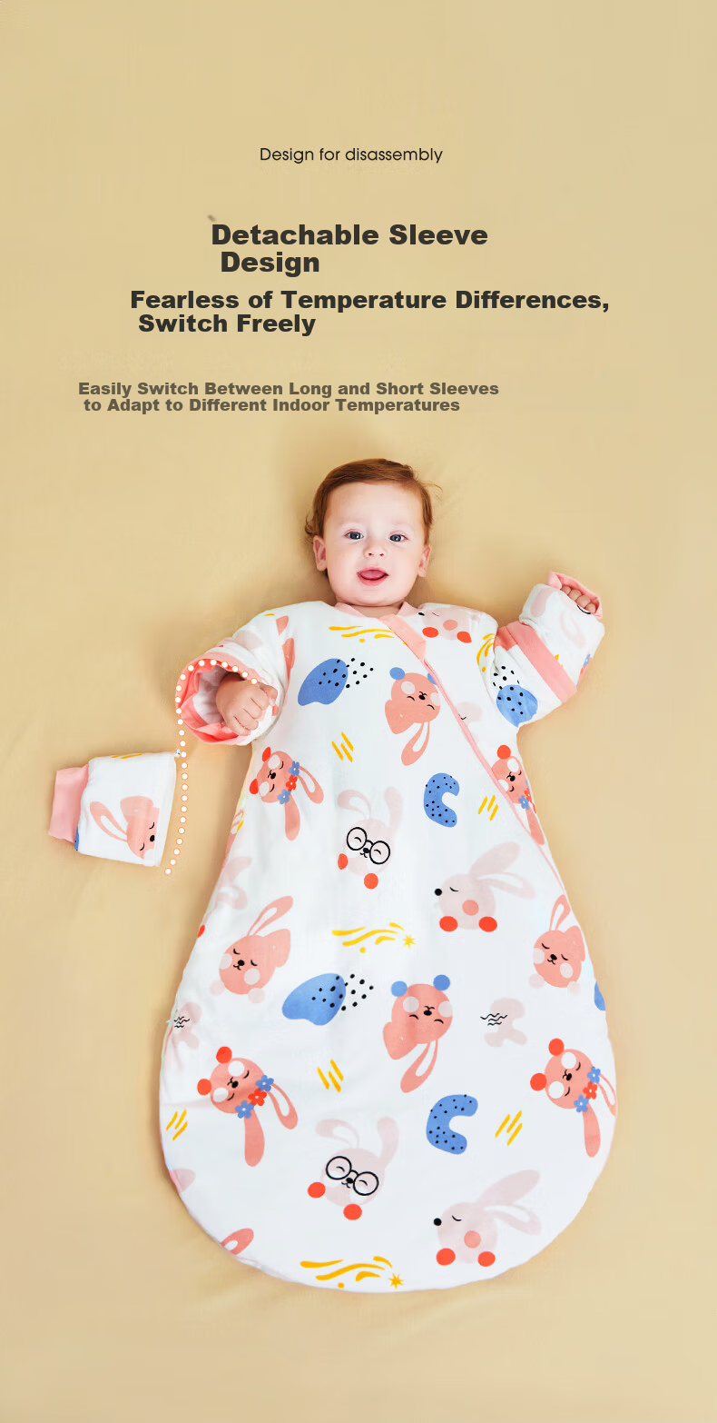 Dr. Rainbow Baby Sleeping Bag Summer Air-Conditioned Room Infant Sleep Sack Newborn Toddler One-Piece Anti-Kick Quilt Breathable Gauze Pink 9