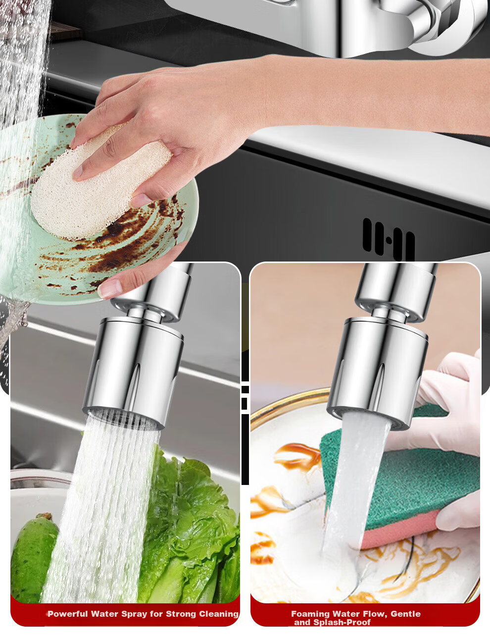Xinfei Wall-Mounted Kitchen Faucet Rotatable Hot and Cold Mixer Tap for Sink and Balcony 9